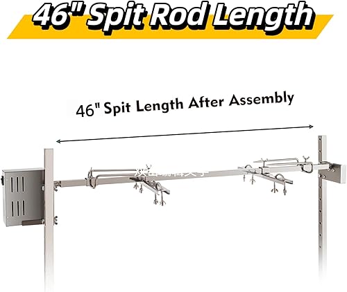 Miniatura 3 de Kit de parrilla eléctrica para barbacoa, capacidad de 46 pulgadas, 132 libras, motor automático de 50 W, altura ajustable, soporte universal para