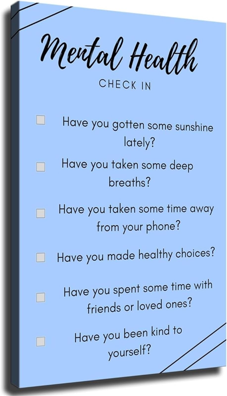 Gyqyjpfzm Framed Daily Self Care Reminders Mental Health Quotes Inspirational Poster For Wall-Art