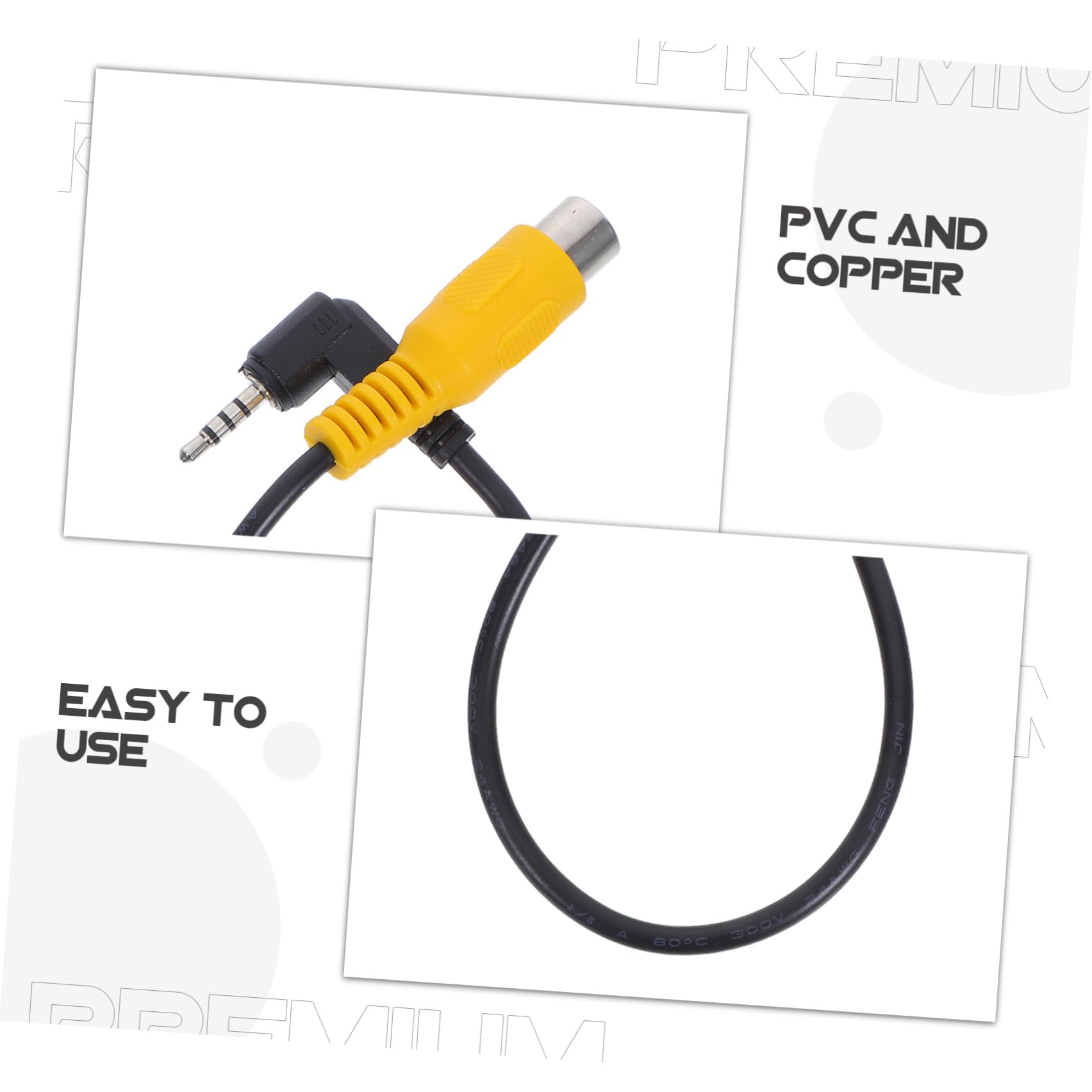 SHINEOFI Cavo Convertitore RCA AV per GPS Tablet Car DVR, Materiale PVC e Rame, Nero