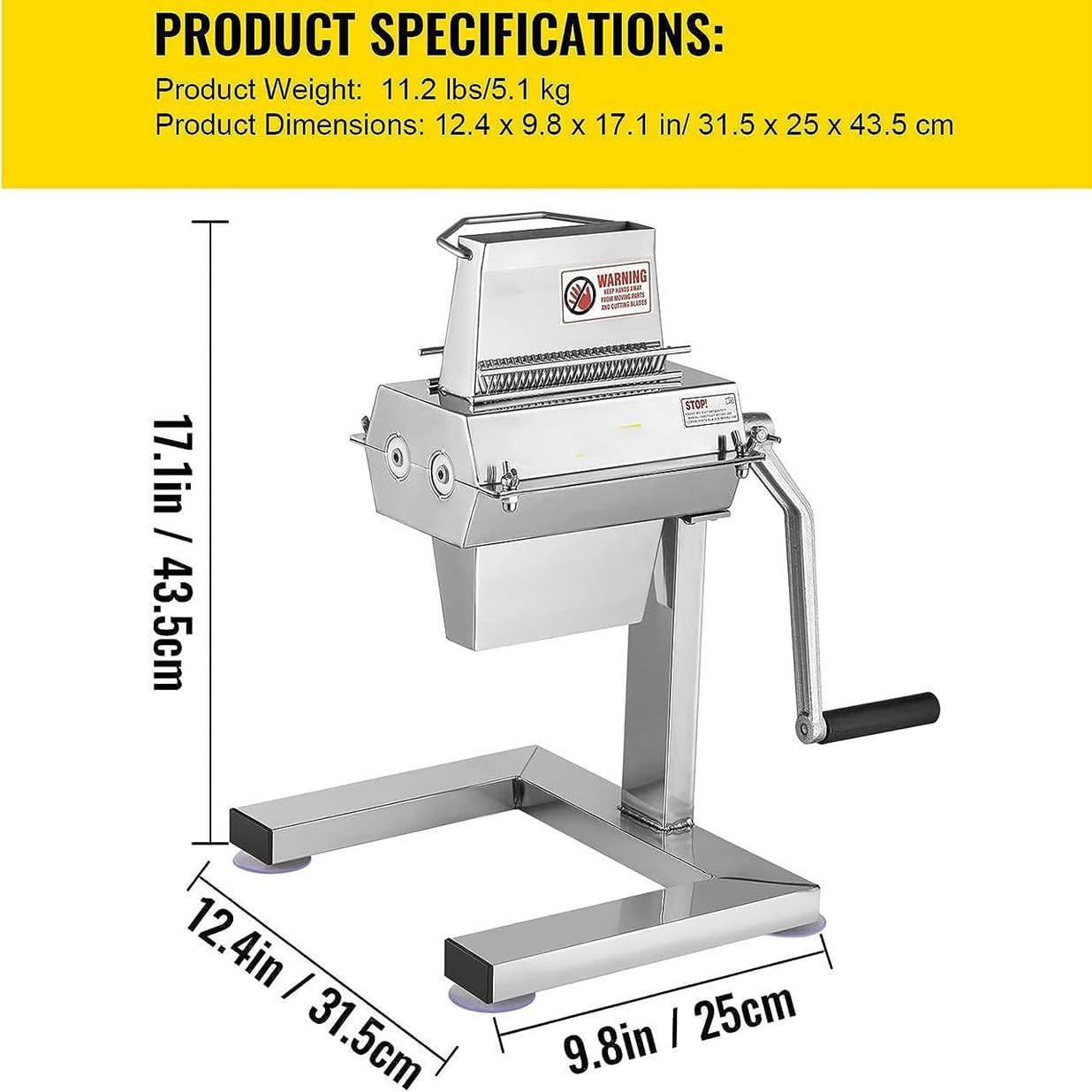 Commercial-Meat-Tenderizer-Machine,-Manual-Steak-Tenderizer,-Stainless-Steel-Meat-Flatten-Tool,-5-in/12.5-cm-Cutting-Width,-for-Tendering-Pork-Beef-Mutton
