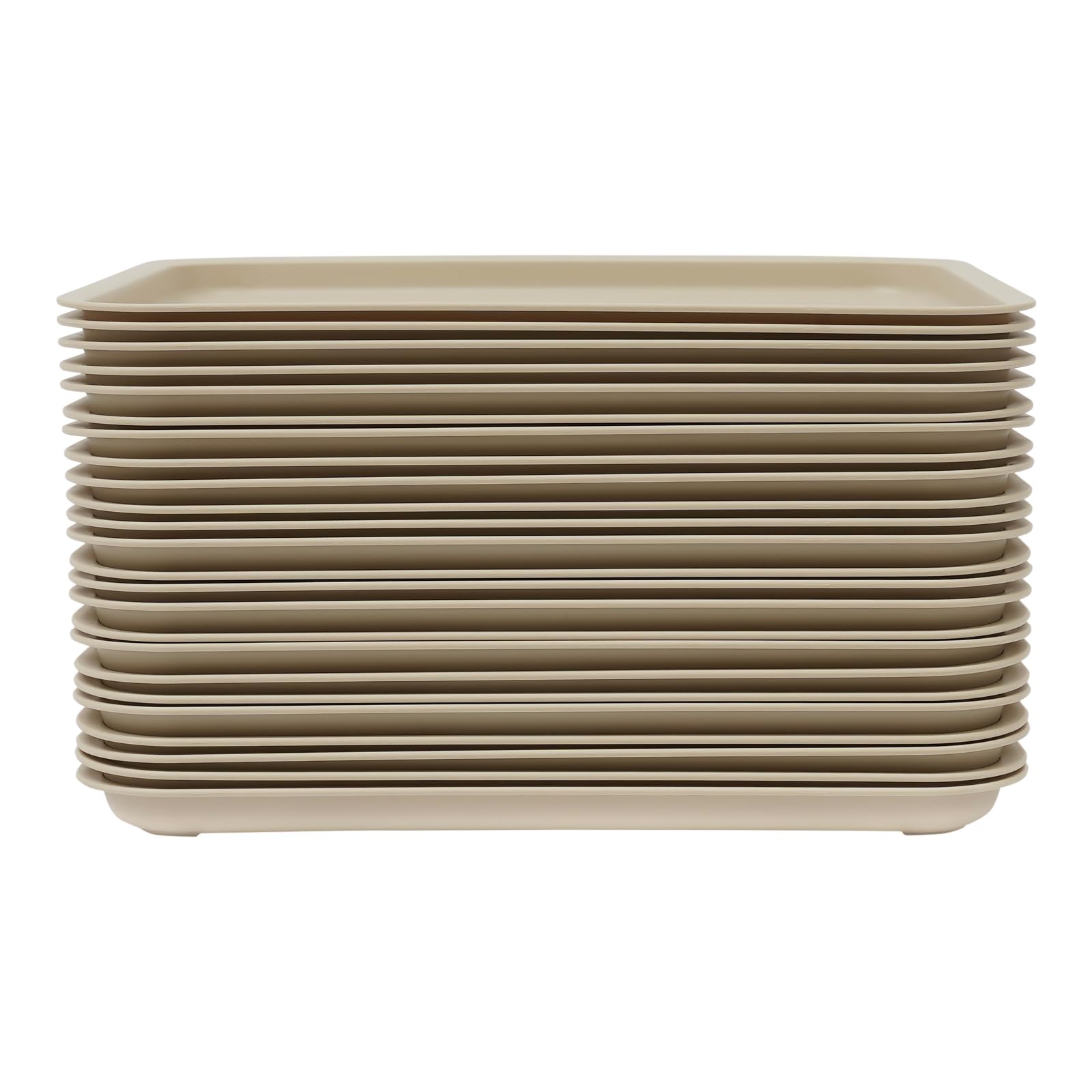 24 bandejas de comida rápida, bandejas de café, bandejas de plástico, antideslizantes, rectangulares, bandejas para servir para vacas, comedores, 36 x 27 x 2 cm (caqui)