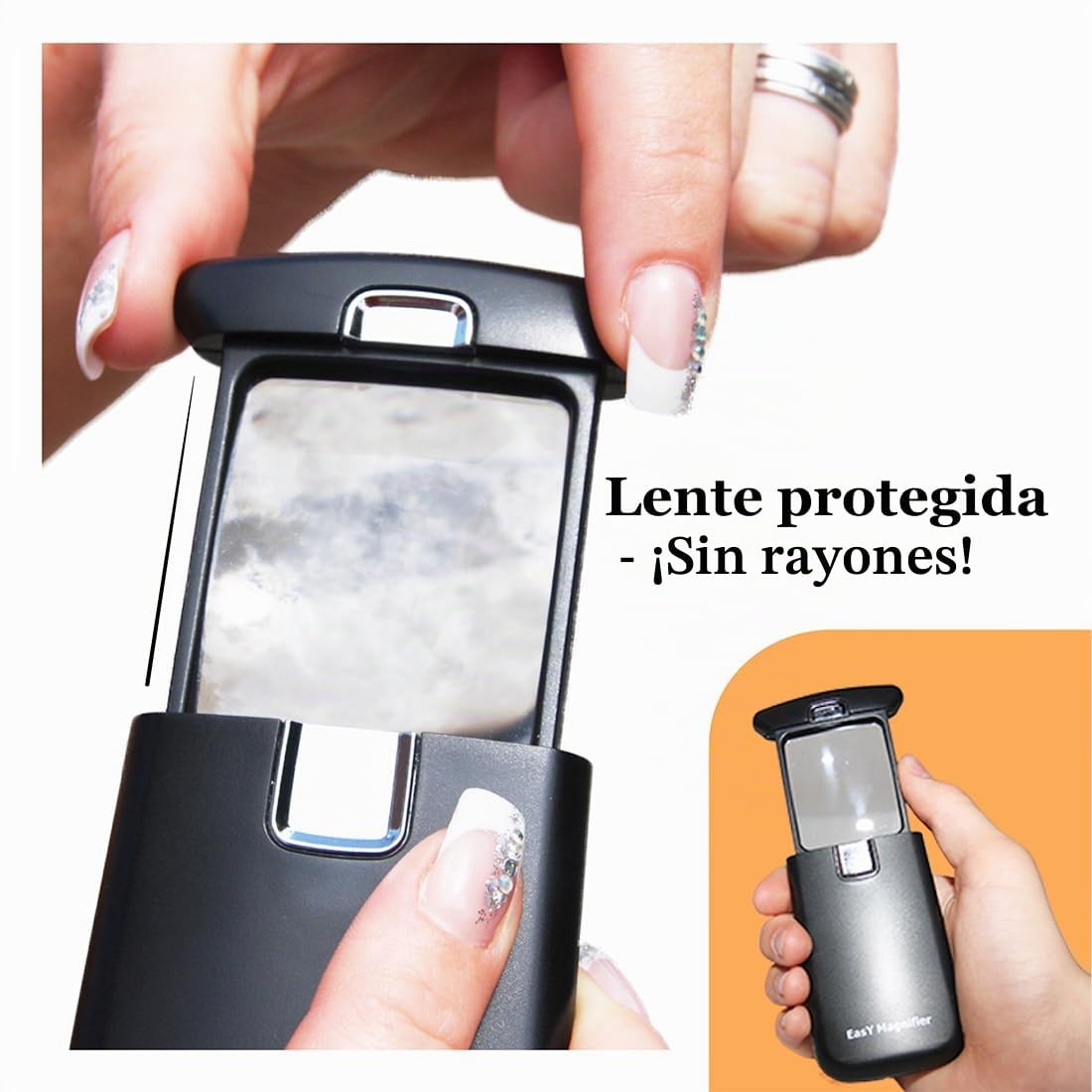 EasY Magnifier Lupa de Bolsillo con Luz LED 3.0X (300%) movil; Lupas pequeña Lectura de Gran Aumento Profesional; Lupa de Mano Niños iluminada para Leer; Regalos para Personas Mayores e Infantil