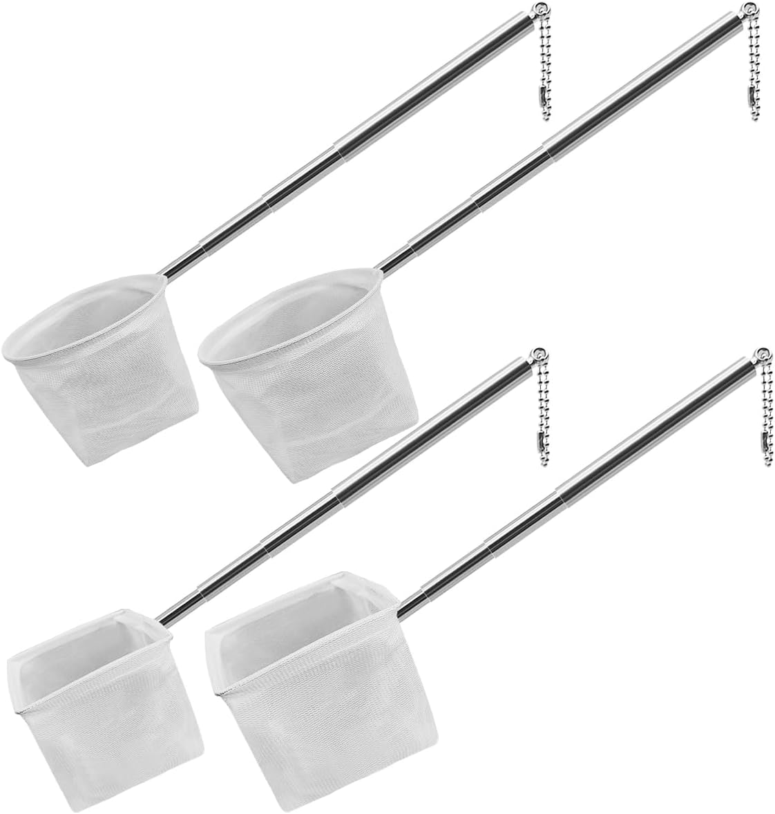 findTop Stainless Steel Retractable Fish Net Set of 4 Sizes - Fine Mesh Aquarium Nets for Small Fish Tanks, Freshwater & Saltwater Use