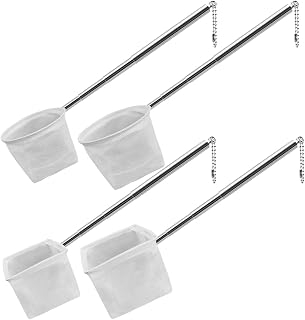 findTop Stainless Steel Retractable Fish Net Set of 4 Sizes - Fine Mesh Aquarium Nets for Small Fish Tanks, Freshwater & Saltwater Use