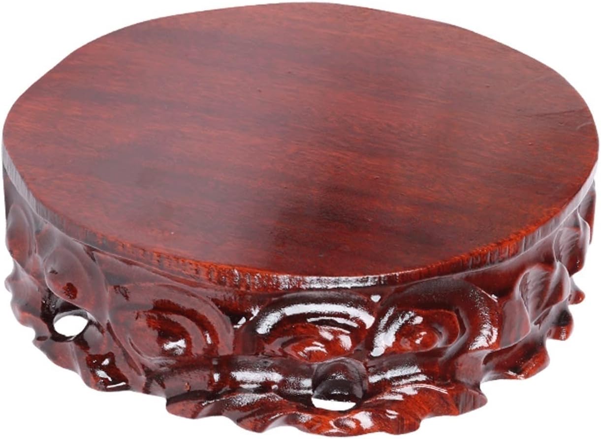 BABETT Bonsai Pedestal Vase Pedestal Stands Household Bonsai Base Round Wooden Ornament Vase Miniature Base Strange Stone Buddha Statue Display Stand Planter Stand Plant Holder (Size : Large)