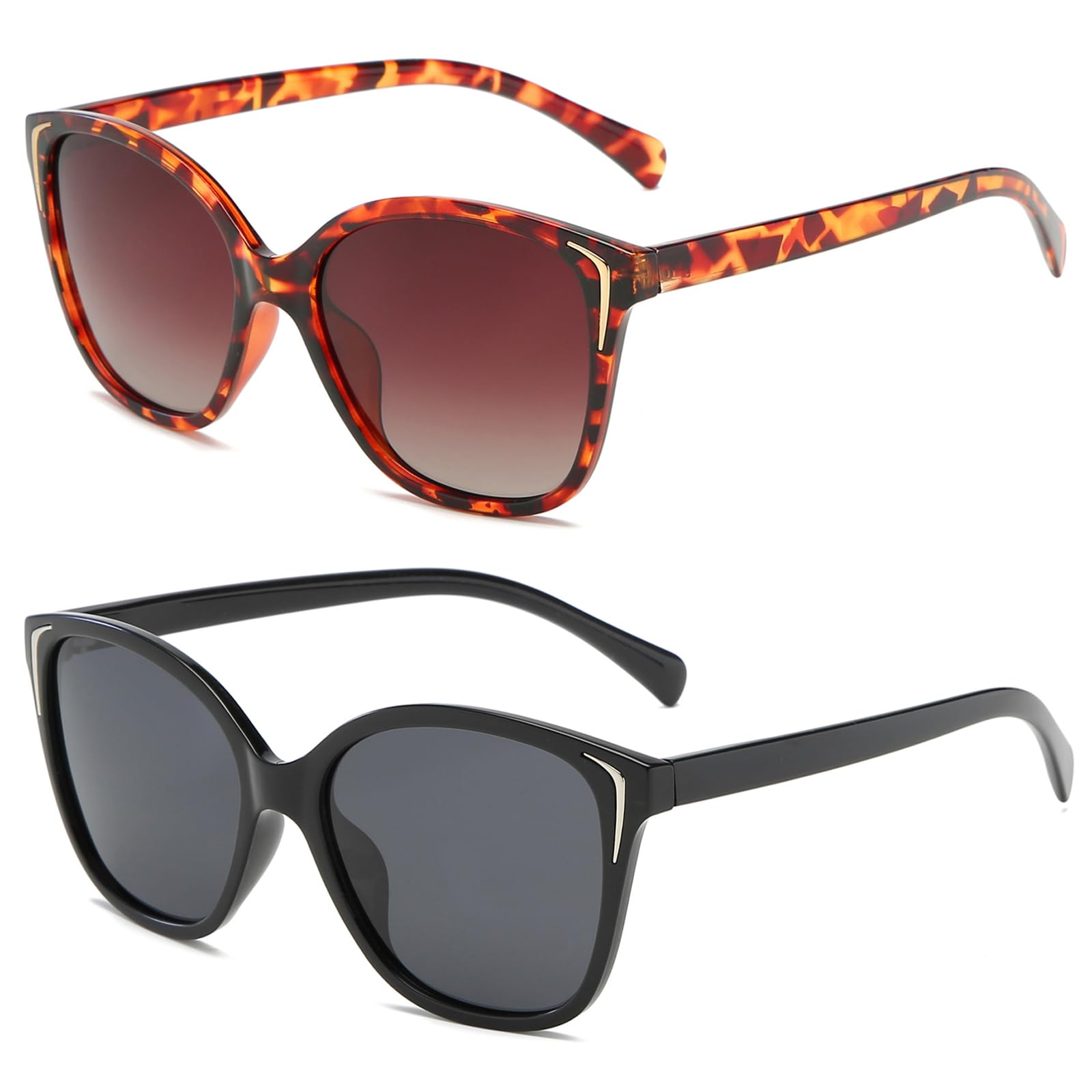 2 pieces sunglasses for women, polarised UV400 sunglasses for women, narrow face leopard print women's sunglasses with high UV protection, bifocal sunglasses, women's sunglasses-image-49