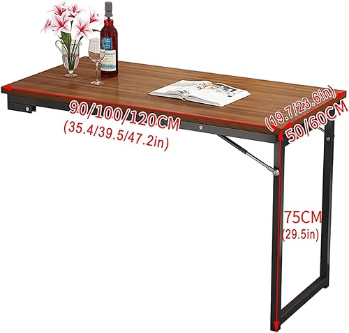 Miniatura 2 de Mesa de comedor plegable telescópica montada en la pared, mesa plegable grande para encimera, alta carga, tubo de acero grueso, adecuado para sala