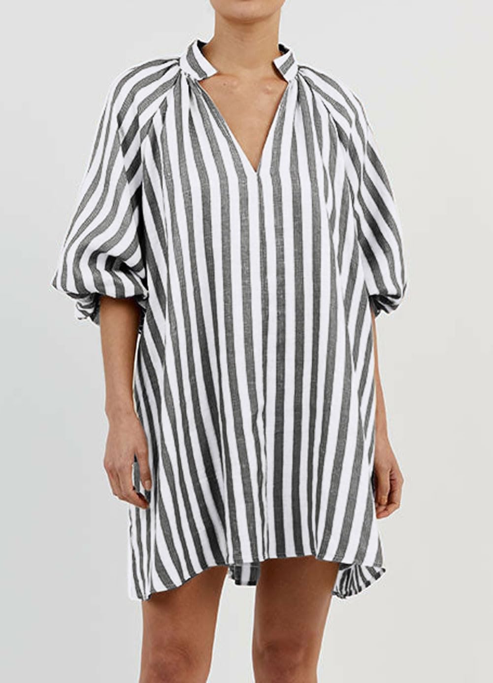 CHARTOU Women Summer Striped Beach Vacation Mini Dress 3/4 Sleeve Boho Chic Outfits Tunic Shift Dress - Image 2