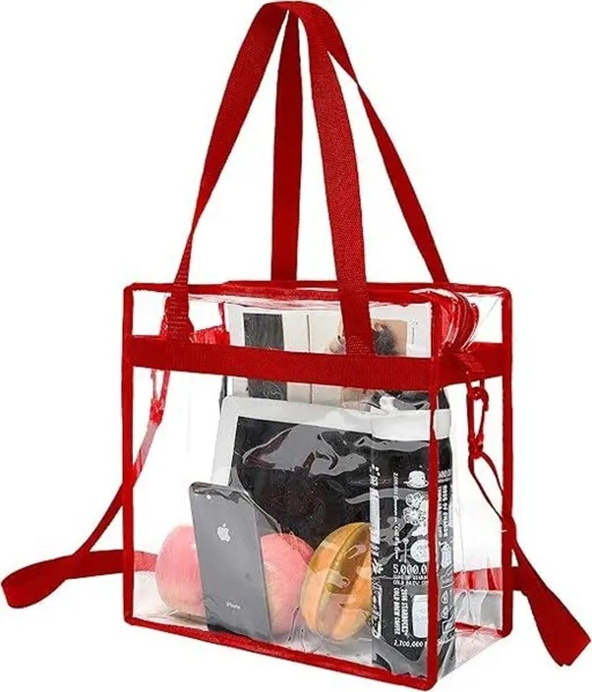 Clear Tote Bag, Stadium Security Approved, See Through Handbag Purse, Transparent Messenger Bag with Zipper Closure Crossbody Shoulder Bag with Adjustable Strap (30x30x16 CM)-image-5