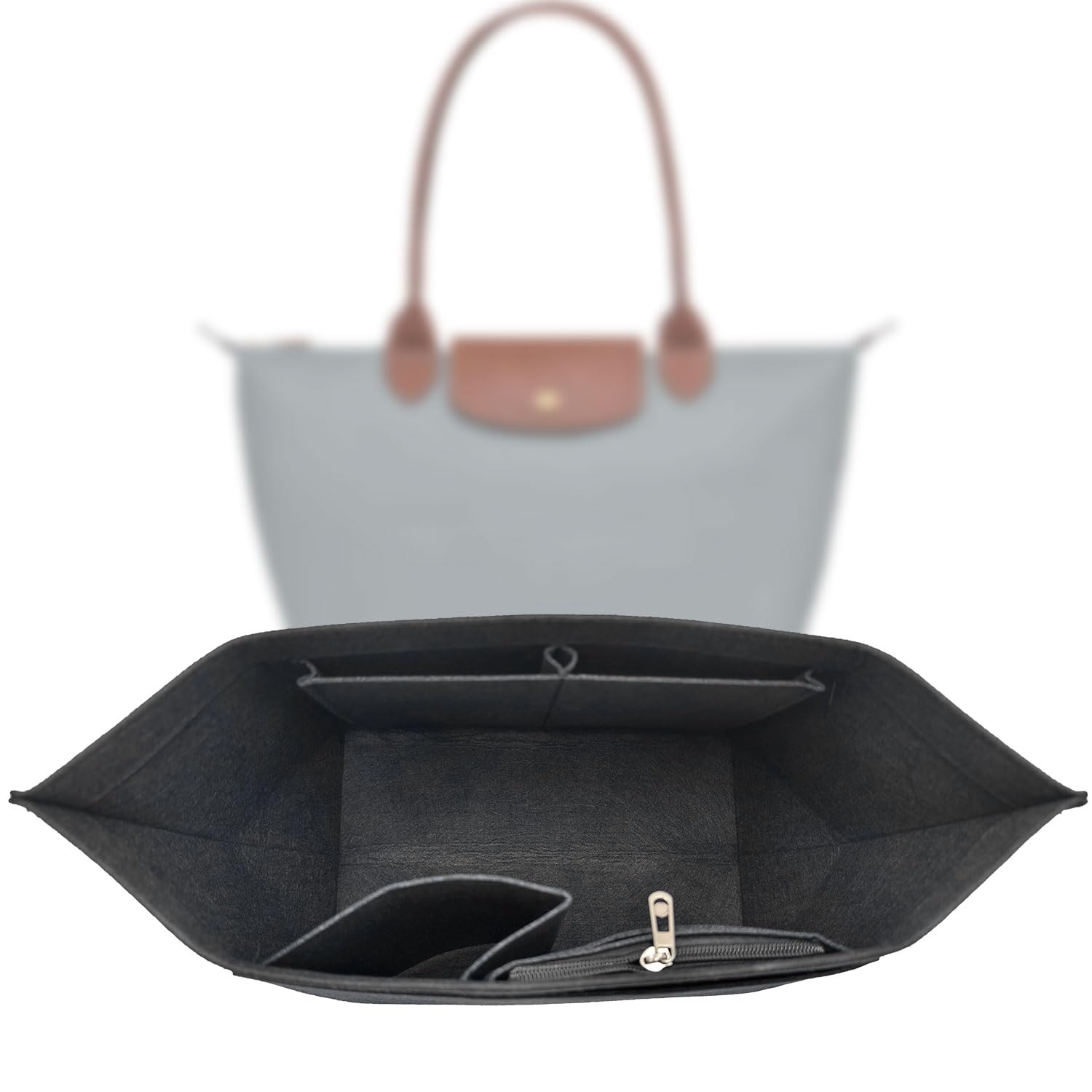 Sunshine smile Organizer für Longchamp Tasche,Organizer für Longchamp Pliage L,Tascheninnenorganizer,Taschenorganizer,Multi-Pocket Felt Handbag,Filz Taschenorganizer mit Mehreren Taschen