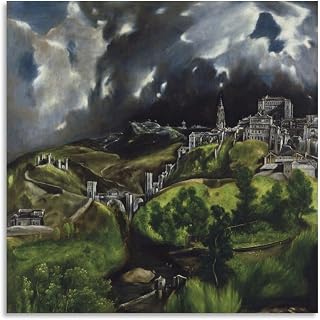 El Greco-View of Toledo Posters Wall Art Painting Canvas Gift Living Room Prints Bedroom Decor Poster Artworks 24x24inch(60x60cm)