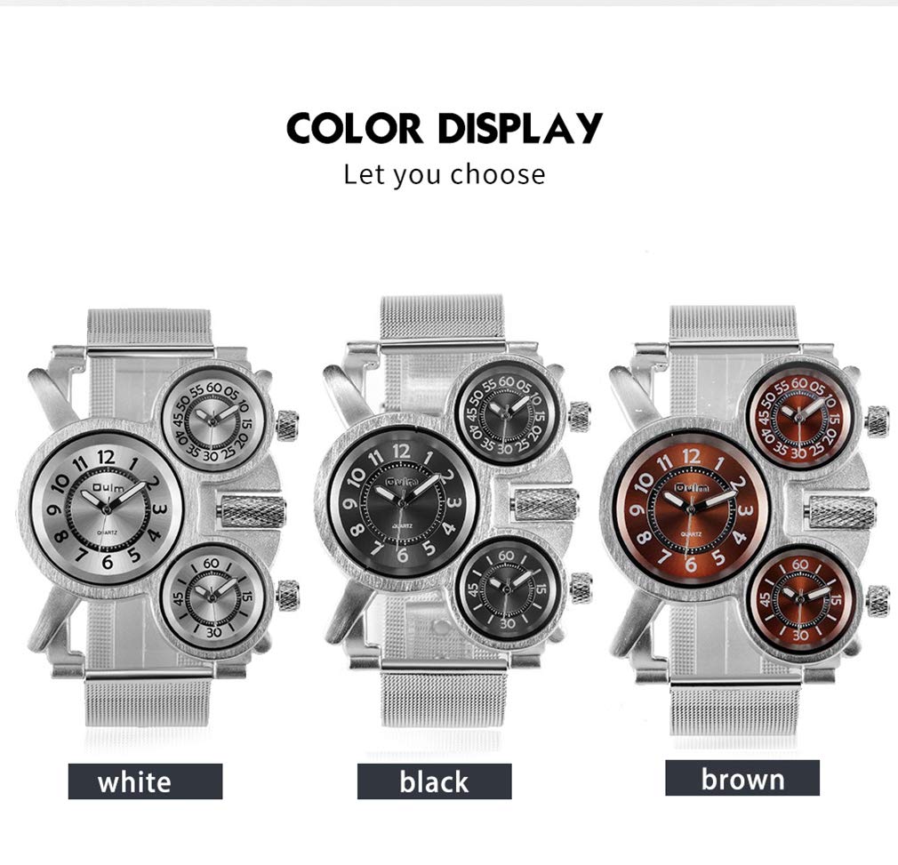 Oulm Military Watches with Three Movt Design and Stainless Steel Band