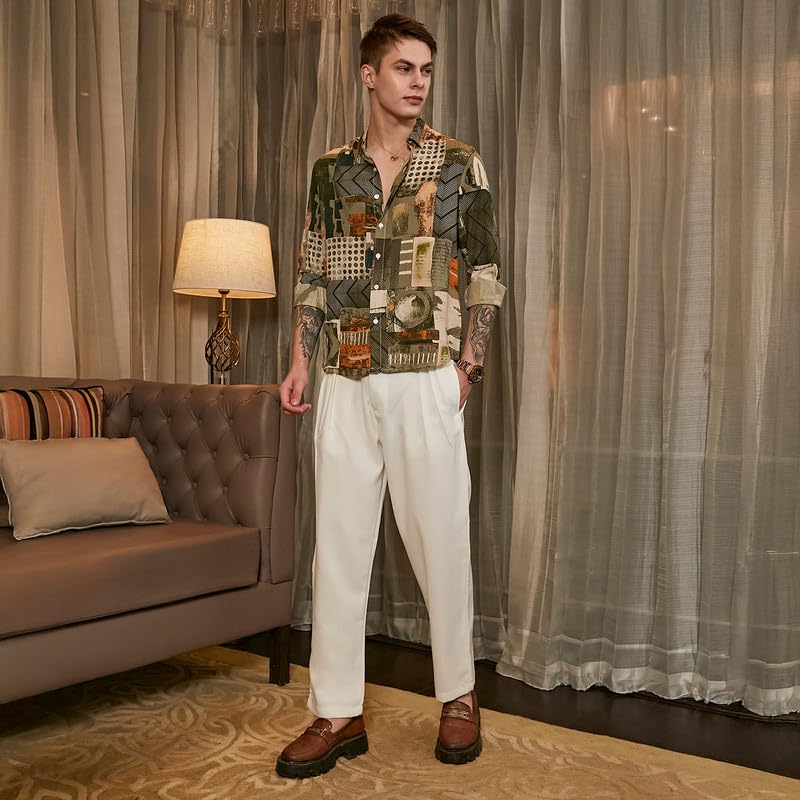 Image of CAHOOT Men's Shirt for Casual Wear | Spread Collar | Long Cuffed Sleeves | Button Closure | Shirt Crafted with Comfort Fit for Everyday Wear