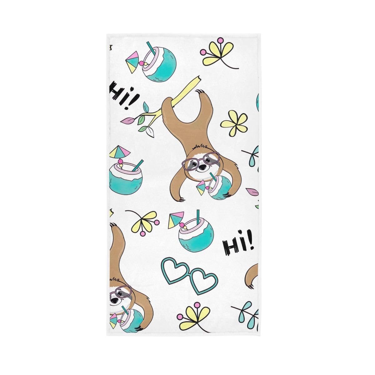 LSRCPD Sloth Drinking Cocktail Hand Towel, Hand Towels for Bathroom 15 x 30 Inches, Cotton Hand Towels