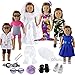 Produktbild Miunana 6 Sets Kleidung Fashion Sommer Sport Kleid mit 2 Schuhe Brille für 46 cm Puppen 18 Inch American Girl Dolls Stehpuppe Süß Puppenbekleidung