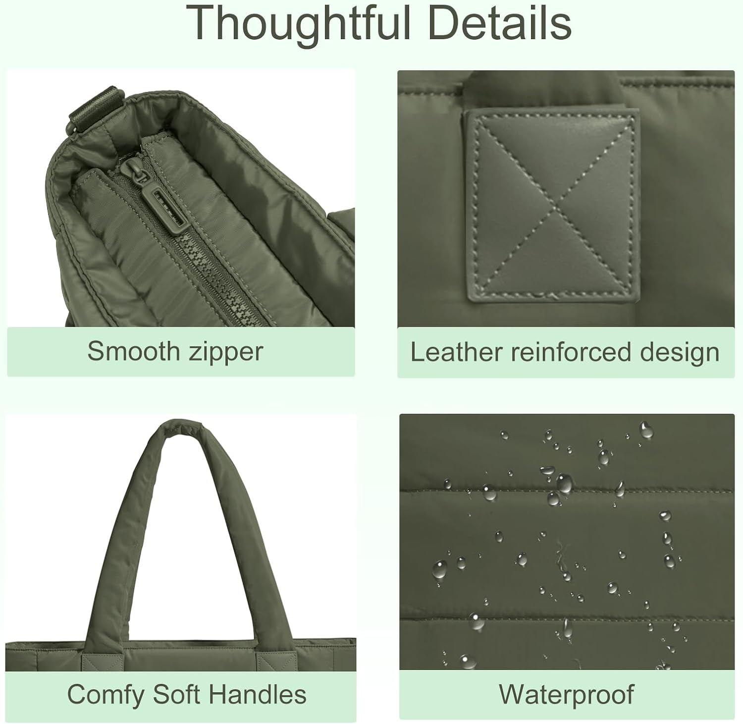 Tote Bag for Women Puffer Tote Bag Large Nurse Bags Shoulder Handbag with Zipper for Work Travel - Image 6