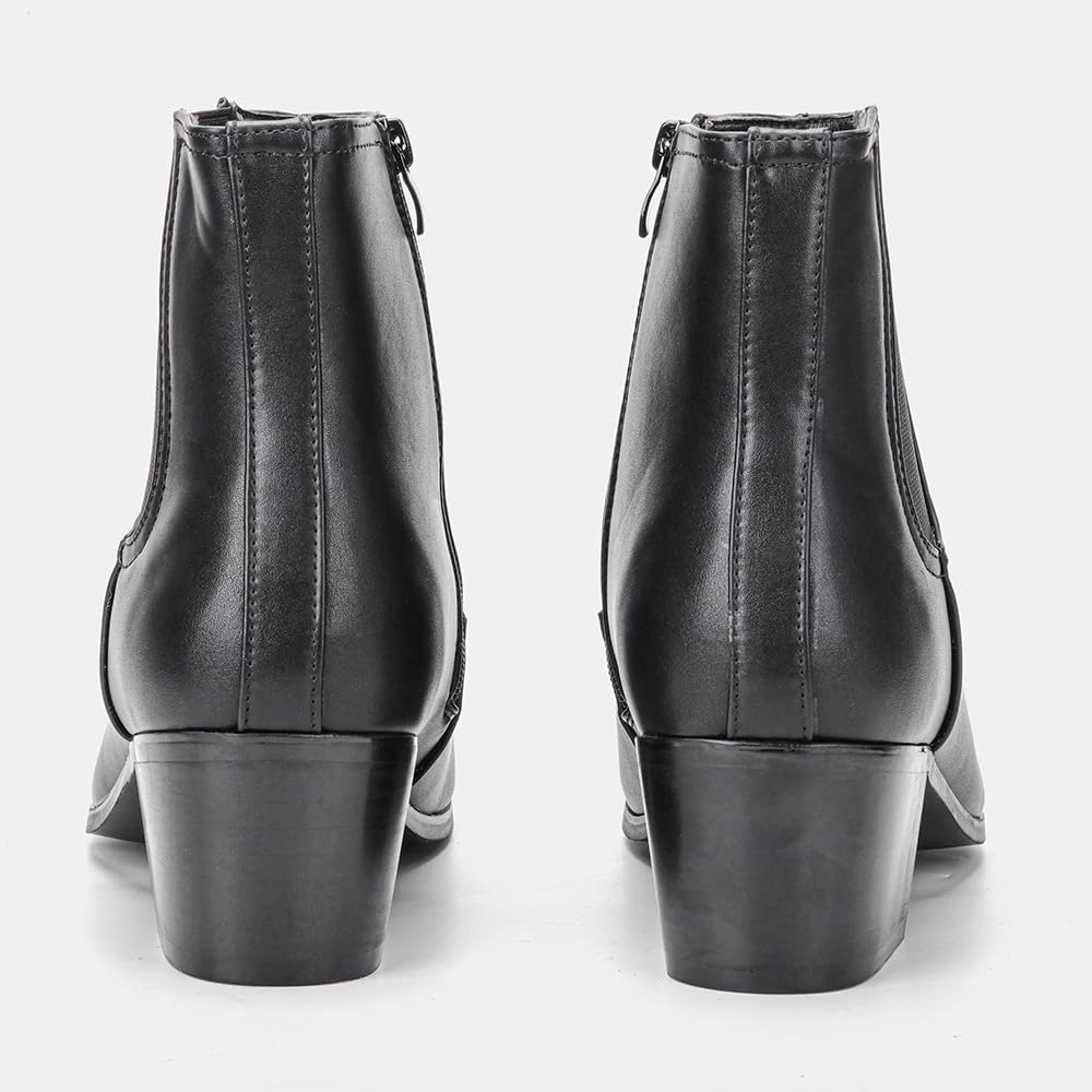 Harssidanzar Chelsea Ankle Boots For Men,Heel Retro Walking Motorcycle Dress Boots KM305US