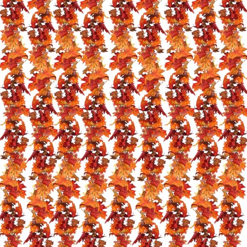 CQURE 18 Pack Fall Leaf Garland, Total 106.2Ft Artificial Fall