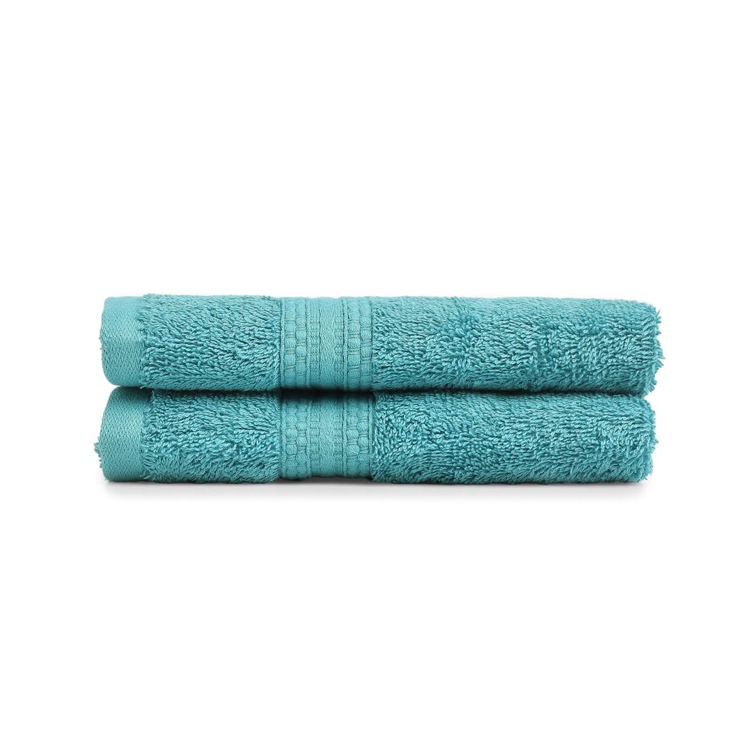 Livspace Paleto Hand Towels - Set of 2 Teal Cotton -3 Livspace Paleto Hand Towels - Set of 2 Teal Cotton -3
