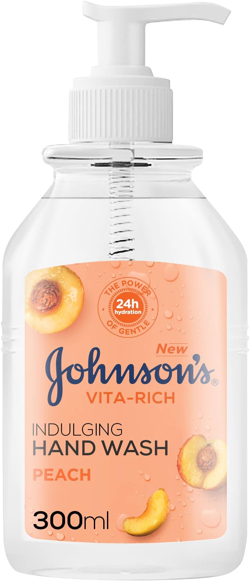 Johnson's Vita-Rich, Indulging Hand Wash, Enriched with Peach, effectively removes dirt and impurities without drying out the skin, 300ml