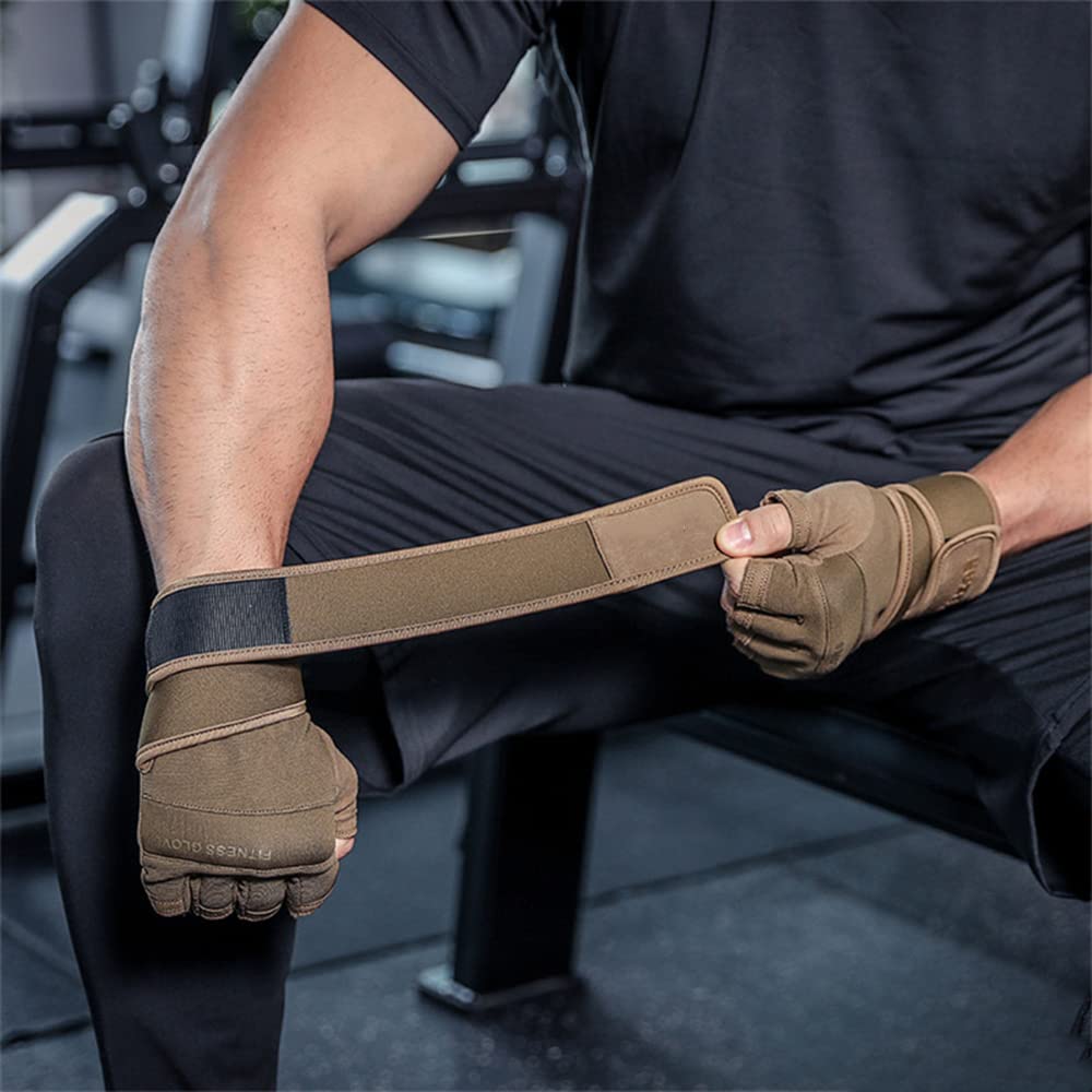 Guantes de Gimnasio para Culturismo, Levantamiento de Pesas, Entrenamiento con Mancuernas, Guantes de Fitness Antideslizantes para Ejercicio (Verde M), 1 par
