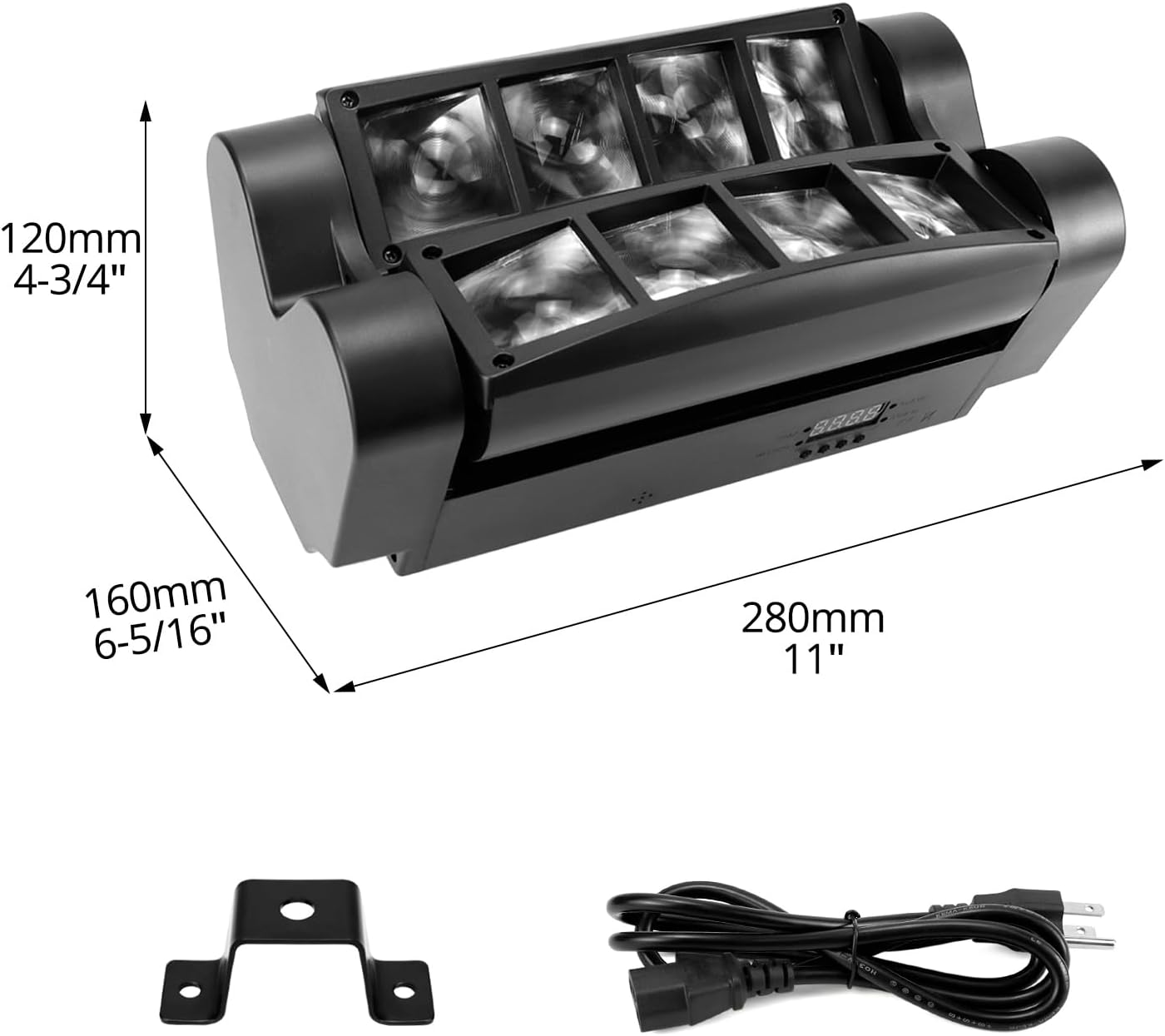 QWORK Moving Head DJ Lights, 8 x 3W RGBW Beam Stage Light, 540 Degree XY Axis with 4 Lighting Modes, Sound Activated DMX512 for Disco, Karaoke, Party, Stage, DJ Events