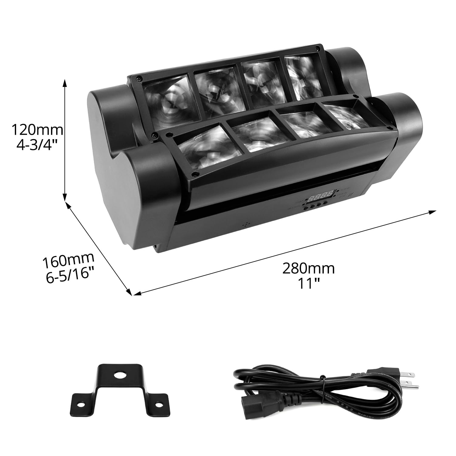 QWORK Spider, luci da DJ a testa mobile, 8 x 3 W RGBW, fascio di luce a 540 gradi, asse XY con 4 modalità di illuminazione, DMX512 attivata dal suono, per discoteca, karaoke, feste, palcoscenico
