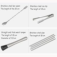 Vista 8 de ONOTEC Kit de camarero con elegante soporte acrílico, juego de coctelera de acero inoxidable con herramientas de barra inoxidables. Juego de bar