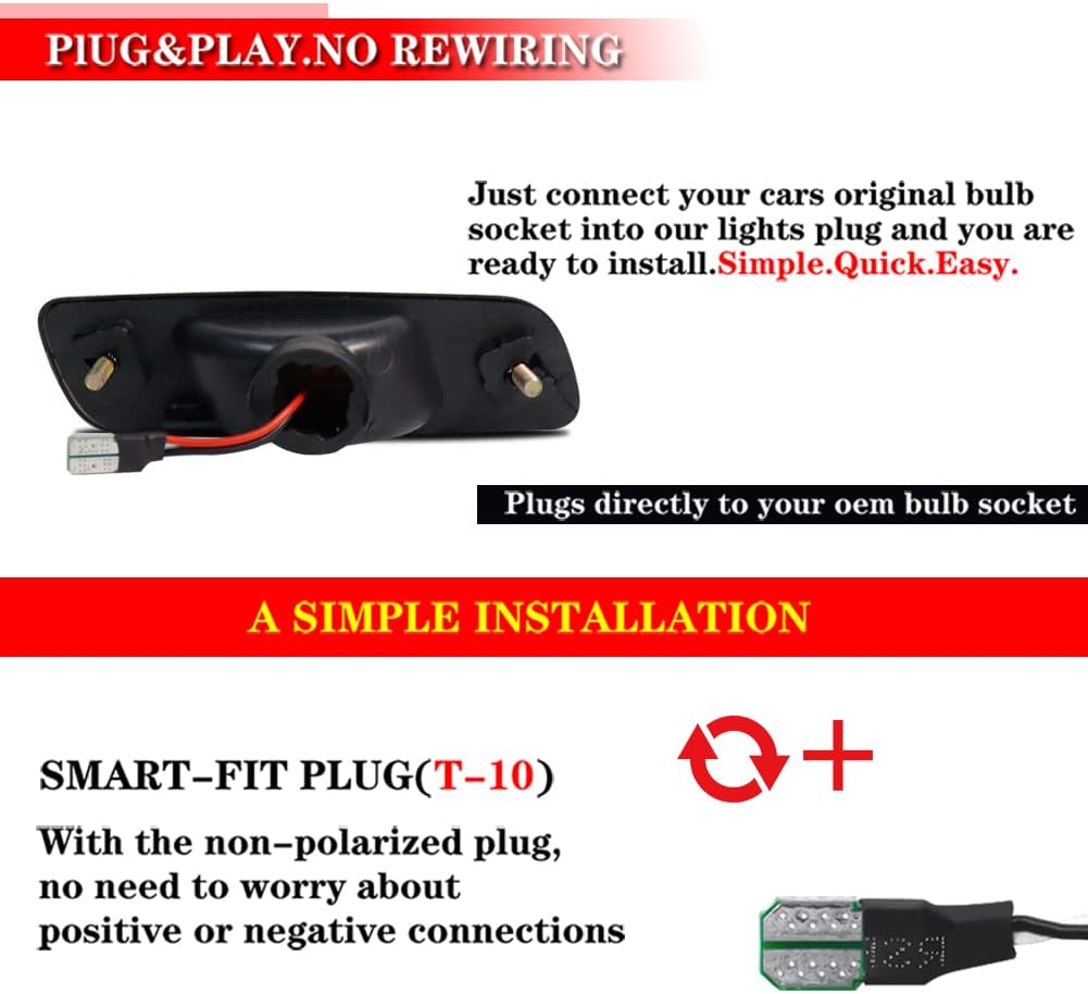 Smoked Lens White LED Lamp Compatible with Toyota Lexus Scion Front Corner Fender Side Marker Light