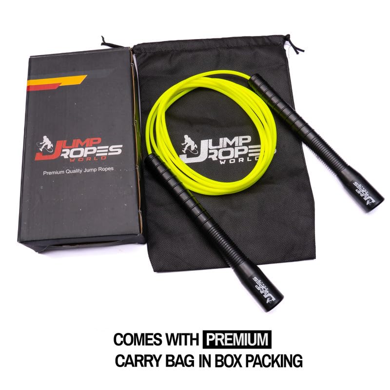 Image of World, Long Handle 4MM | Freestyle Adjustable PVC Skipping Rope for Men | Tangle-Free, Fast-Spinning Jump Rope for Beginners and Trick Training (Nion Green)