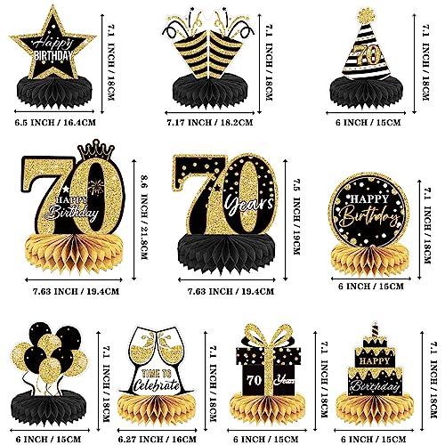 10 centros de mesa de panal para 70 cumpleaños decorativos 2