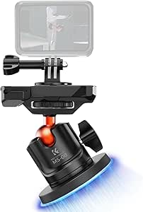 K&amp;F Concept Magnetic Camera Mount with Action Camera Adapter, Magnetic Mount Base Stand with 360° Rotating Ball Head for Insta360 X5/X4, DJI Osmo 360, GoPro Hero 13/12/11, DJI Osmo Action 5 Pro/4/3/2