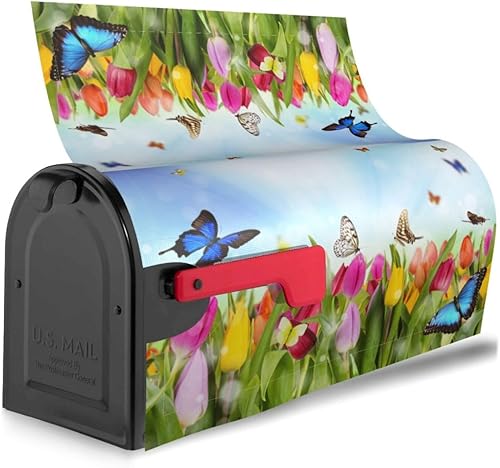 Miniatura 28 de Funda magnética impermeable para buzón de buzón de flores rústicas, pájaros y mariposas, decoración de buzón de 21 x 18 pulgadas Flores Rústicas