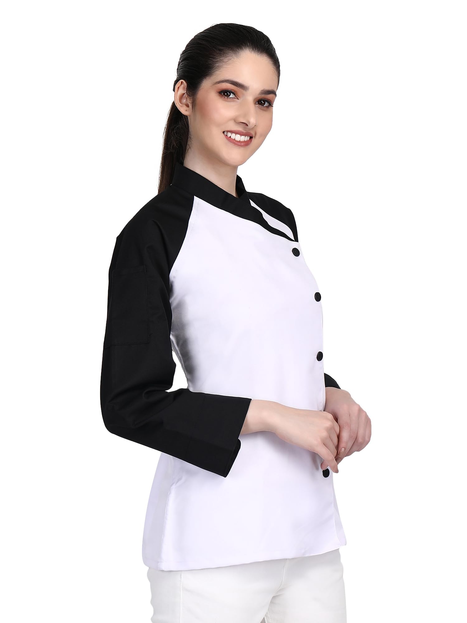 3/4 Sleeves New Chef Coat Jacket Uniform for women ideal for food service, Caterers and Culinary professional (White, X-Large)