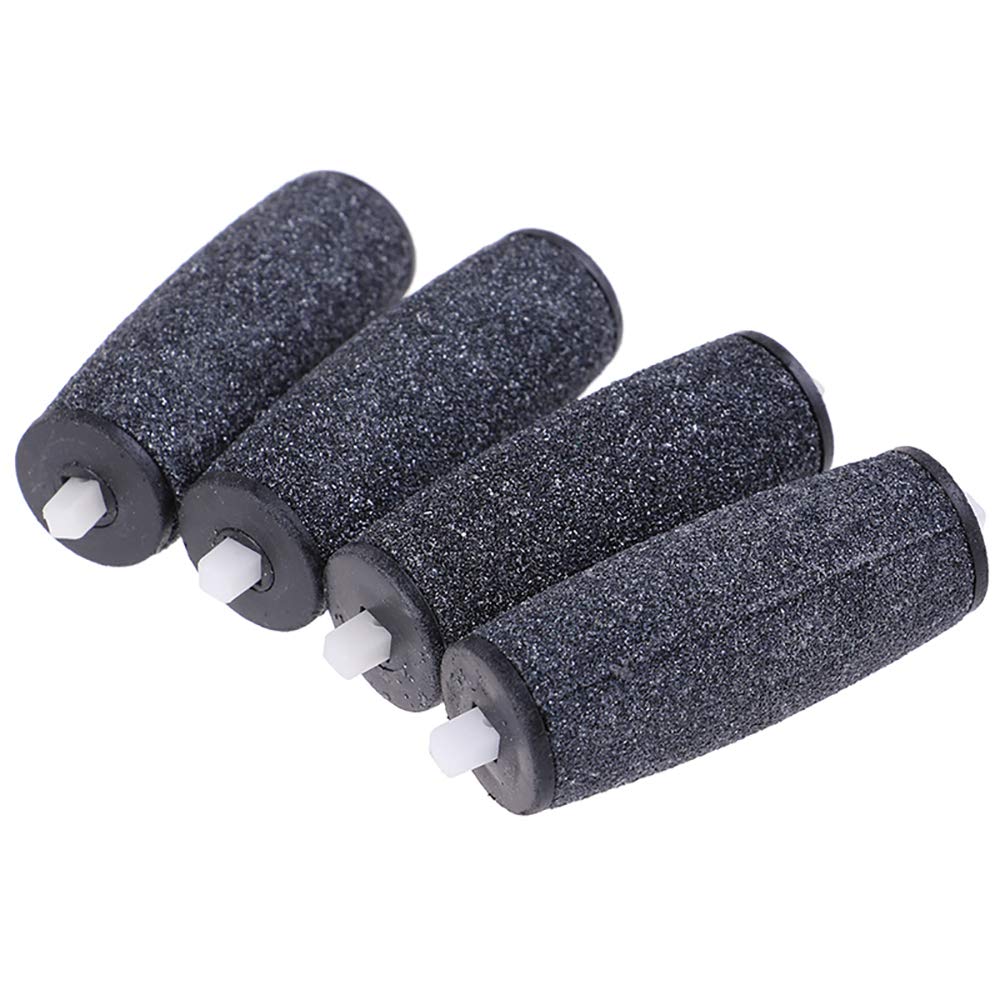 Extra Coarse Smooth Replacement Rollers Heads for Electronic Foot File, Pack of 4 - Black