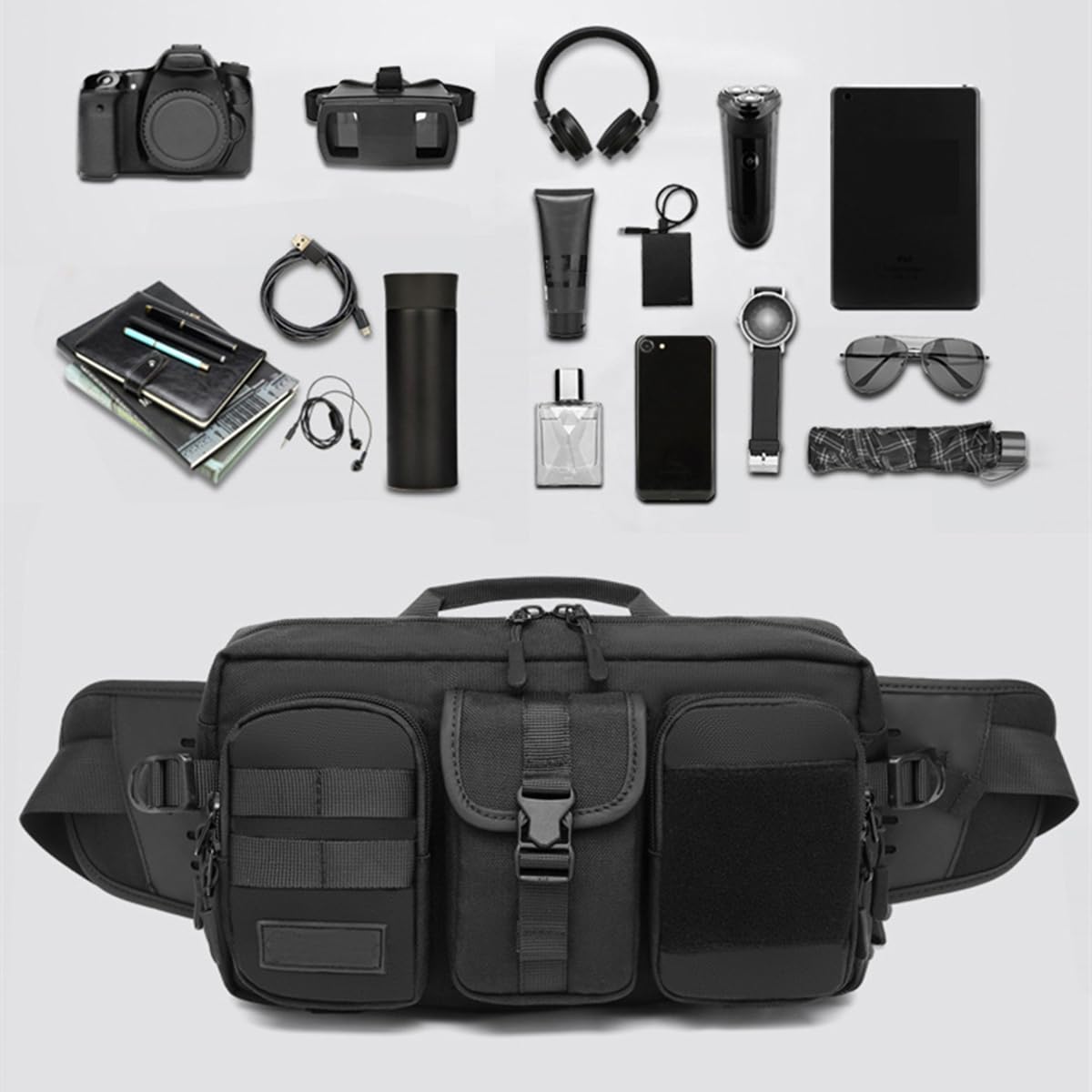Tactical Fanny Pack for Men,Military Waist Bag with Adjustable Strap,for Hiking Climbing Fishing Cycling Hunting (Brown)