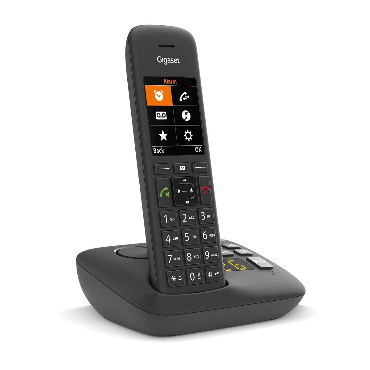 Gigaset C575A Telefono fisso senza fili con segreteria integrata fino a 30 min di registrazione, grande display retroilluminato a colori,funzioni mani libere,blocco di chiamate,Nero [Versione Francia]