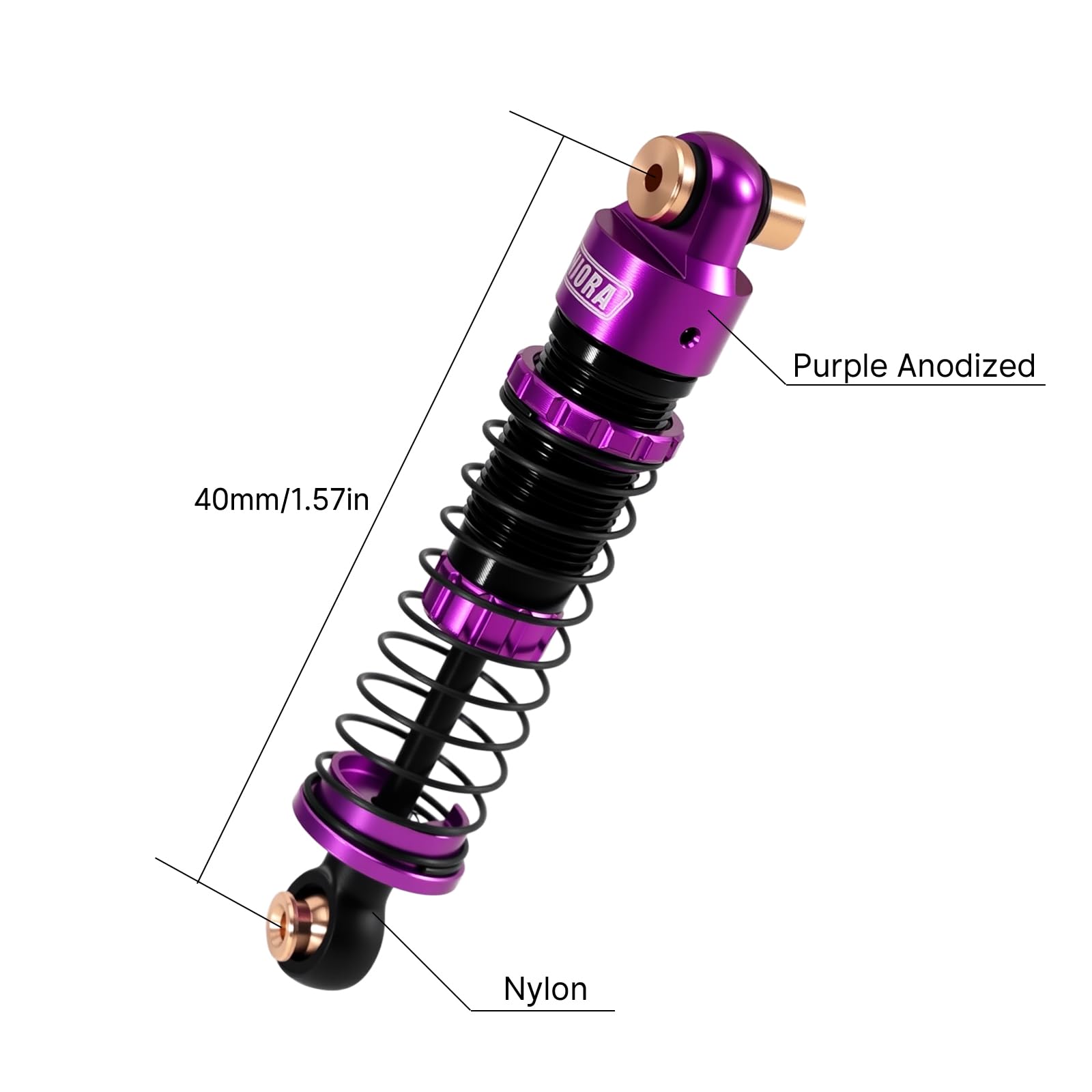 INJORA Ammortizzatori a Olio Big Bore 40mm per Upgrade 1/24 SCX24 FCX24M (Viola)