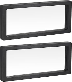 MECCANIXITY Floating Frame Display Holder Stand 3D Jewelry Display Box 11.81 x 4.33 x 0.79 inch Black for Ring Necklace Bracelet Earring Pack of 2