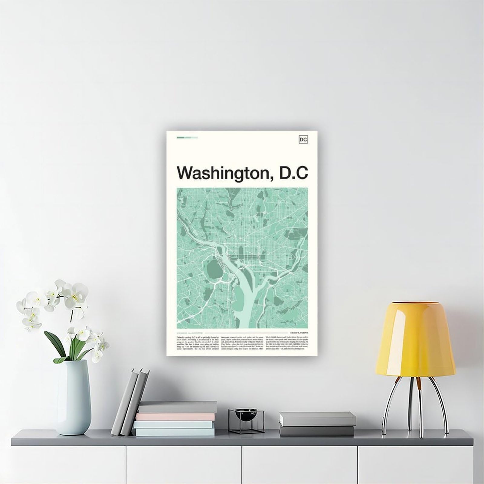 Washington DC Karte Leinwand Poster Schlafzimmer Dekor Landschaft Büro Zimmer Dekor Geschenk 50 x 75 cm