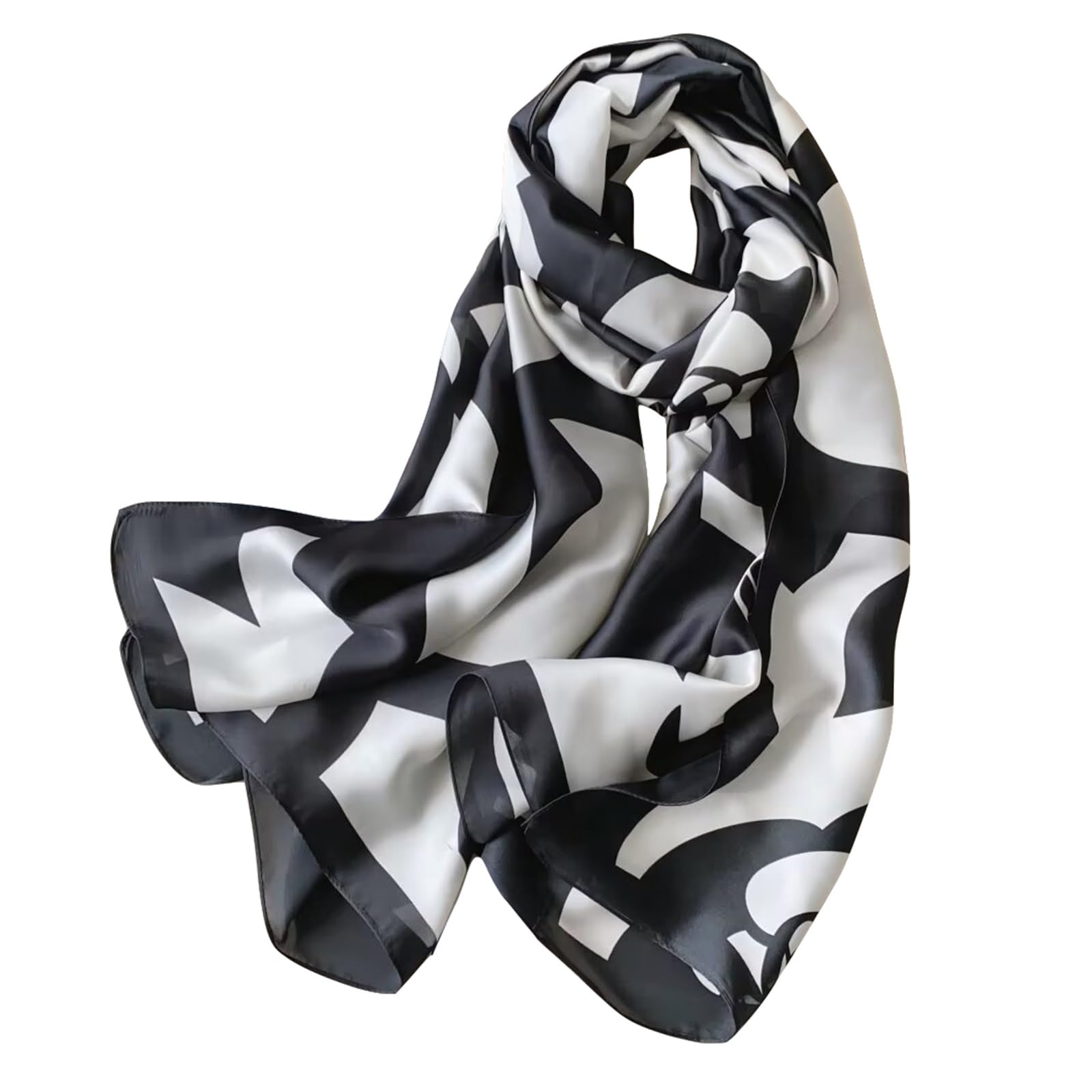 Lankee Women's Greyy Silk Scarf Shawl Yellow Scarf Stain Neckerchief Head Wrap Thin Scarf Beach Shawl Vintage Bridal Chiffon Scarf Muslim Colorful Cloth Christmas Decorations Scarf Belt (Greyy)