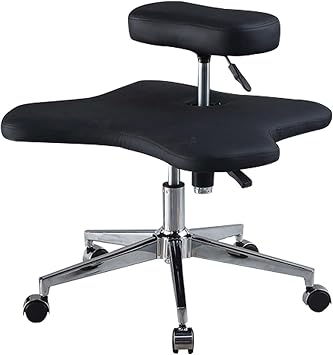 Meditation Chair,Cross Legged Chair, Kneeling Chair Brake Casters Kneeling Office Chair/Modern Comfy Armless Game Stool, for Fitness Fanatics Those with Back or Leg PainsBlack
