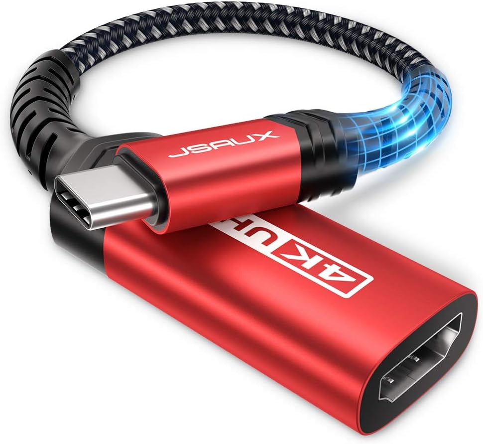4K@60Hz USB C to HDMI Adapter, JSAUX USB Type-C to HDMI Female Adapter [Thunderbolt 3] Compatible with Samsung Galaxy S22 S21 S20, MacBook Pro/Air 2020, iPad Pro, Dell XPS and More -Red