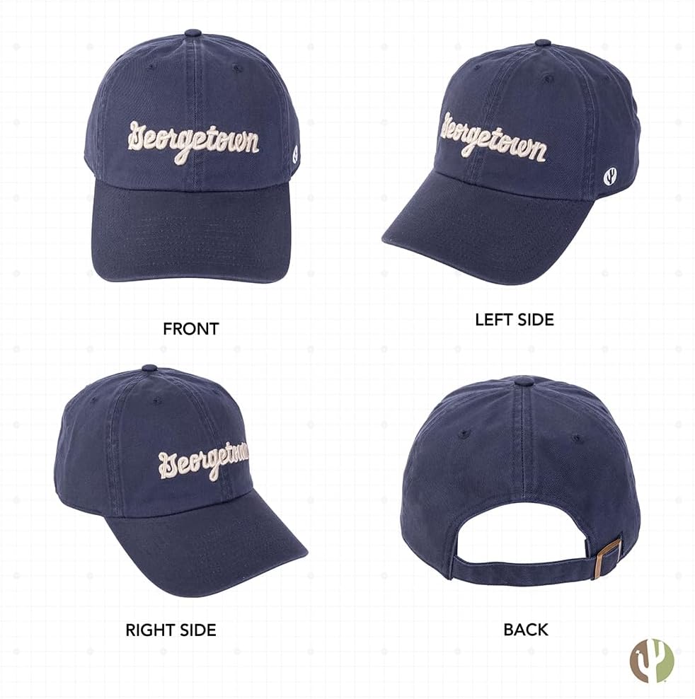 Desert Cactus Georgetown University Baseball Hat Hoyas GU Brimmed Embroidered Hats Cap Adjustable Cloth Strap Adult (Style 3) Blue - Image 3