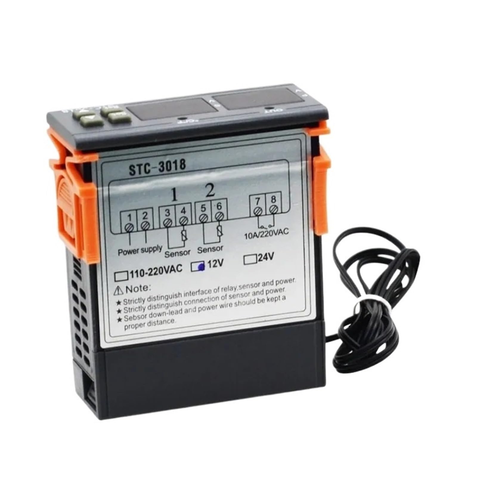 mXCDtRptJ STC-3018 Dual-Channel Digital Temp & Humidity Controller - 10A Thermostat Switch, 12V/24V/220V,(AC110-220V)
