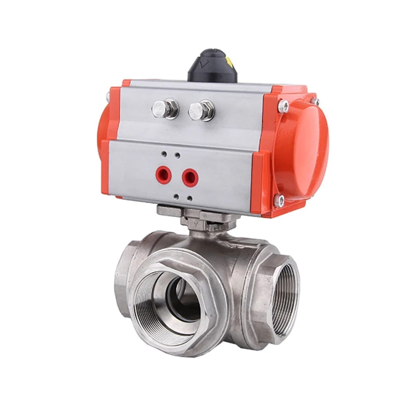 DN50 304 Stainless Steel Pneumatic Ball Valve Three-Way T/L AT Pneumatic Actuator Female Thread Ball Valves