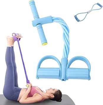 21 Fitness Resistance Bands - 6-Tube Pedal Ankle Puller | Full-Body Workout Bands for Strength Training, Sit-Ups & Stretching