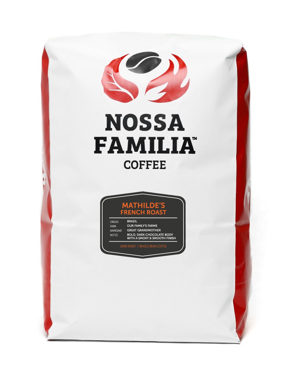 Nossa Familia - Dark Roast Coffee French Roast Beans - Fair Trade Whole Coffee - Medium Roast with Low Bitterness- Roasted Whole Coffee- Sourced from