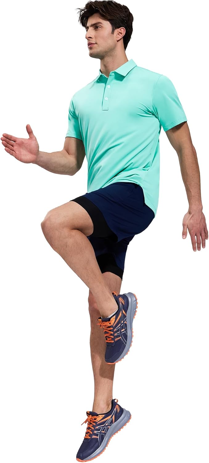 MIER Polo Shirts for Men Short Sleeve Dry Fit Performance Golf Tennis Active Collared Shirts, UPF 50+ Sun Protection - Image 5