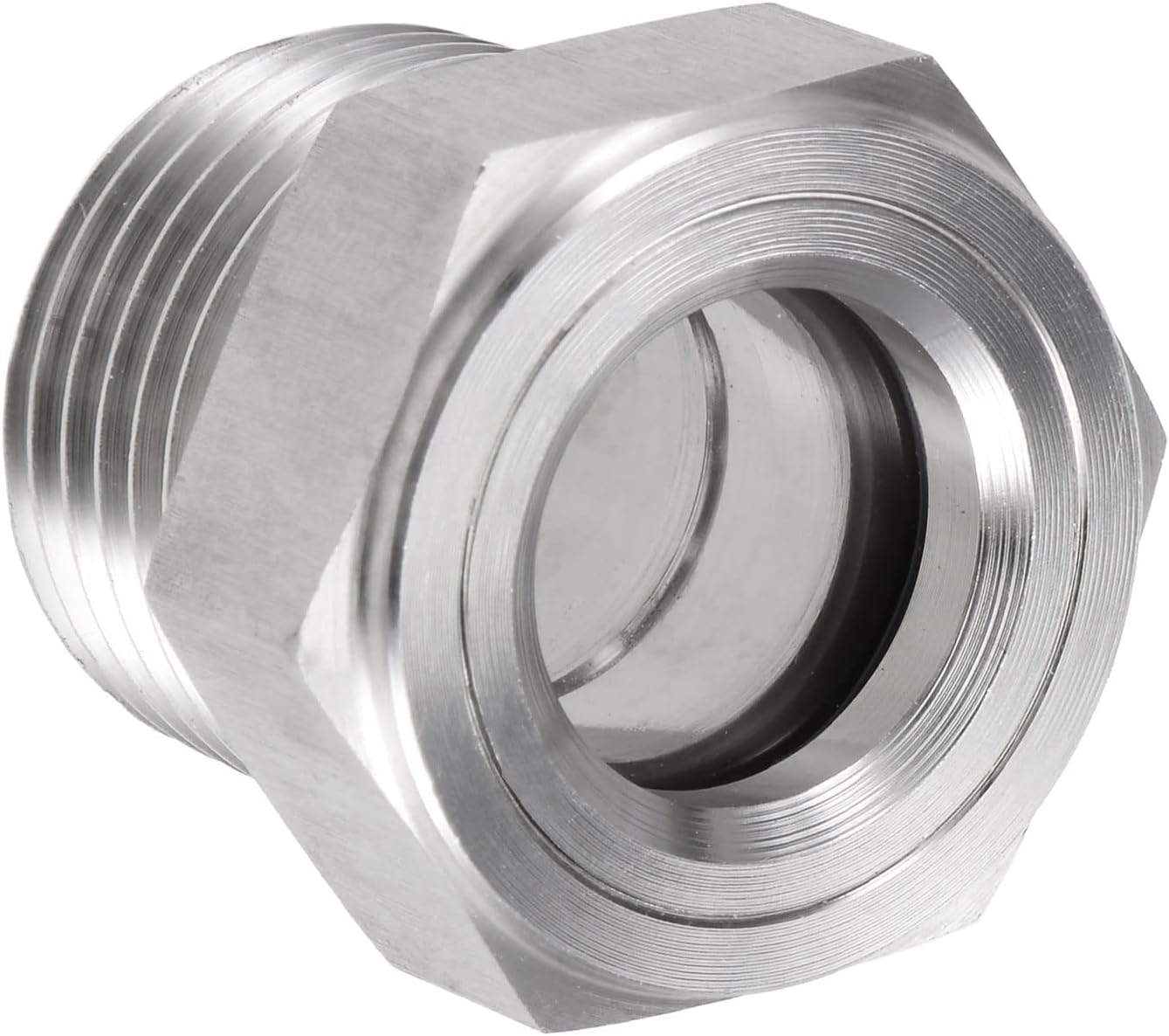M METERXITY Oil Level Sight Glass with O-Ring - Air Compressor Fittings Check the Pump's Oil Level, Apply to Tank (NPT1/2-14, Silver Tone)